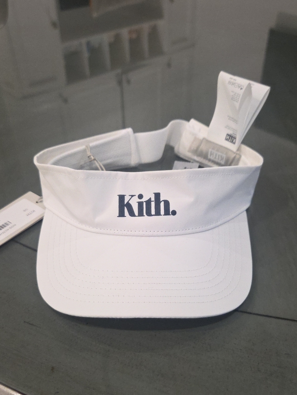 Kith Kids White Visor with Navy Logo